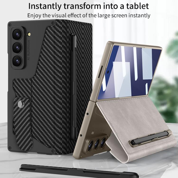 For Samsung Galaxy Z Fold7 5G GKK Integrated Armor Flip Leather Case with Pen Slot, Stylus Not Included