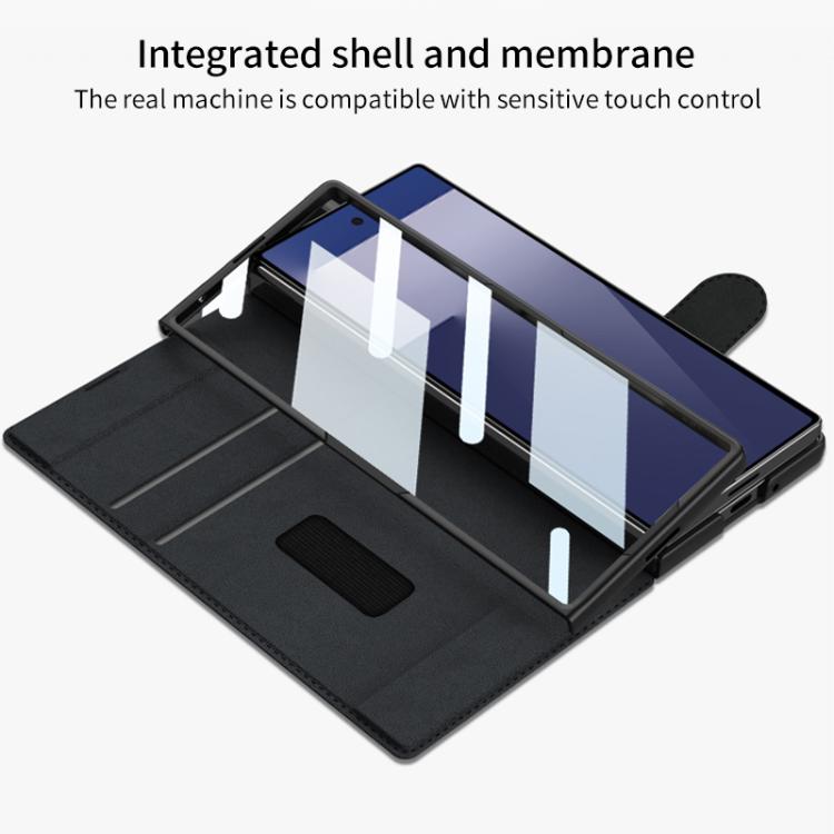 For Samsung Galaxy Z Fold7 5G GKK Integrated Armor Flip Leather Case with Pen Slot, Stylus Not Included