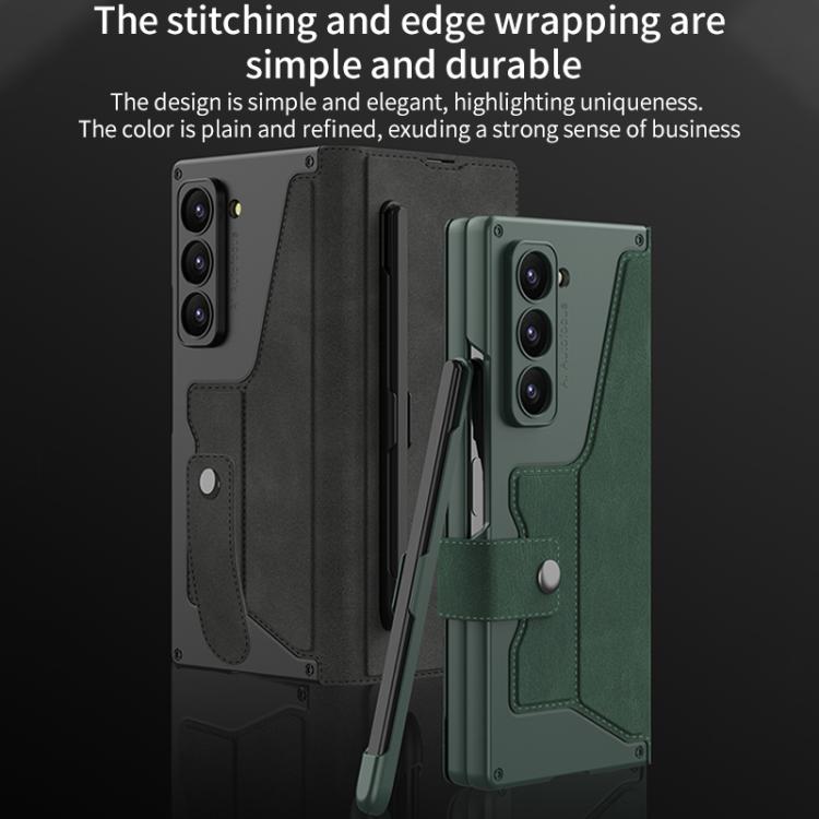 For Samsung Galaxy Z Fold7 5G GKK Integrated Armor Flip Leather Case with Pen Slot, Stylus Not Included