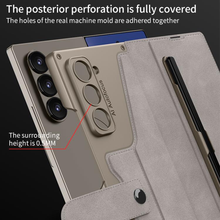 For Samsung Galaxy Z Fold7 5G GKK Integrated Armor Flip Leather Case with Pen Slot, Stylus Not Included