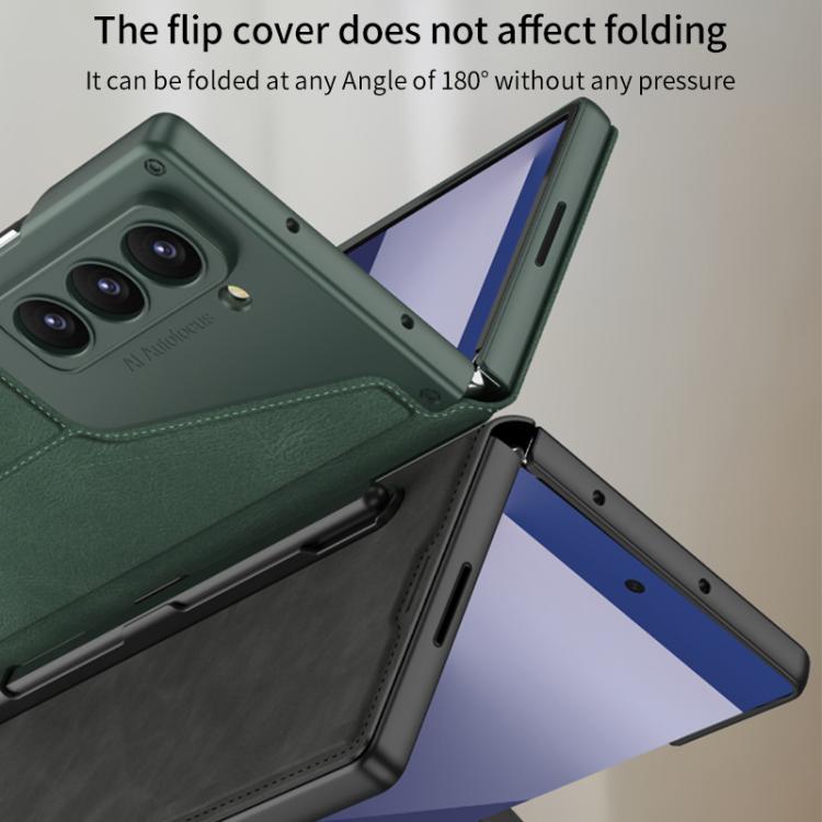 For Samsung Galaxy Z Fold7 5G GKK Integrated Armor Flip Leather Case with Pen Slot, Stylus Not Included