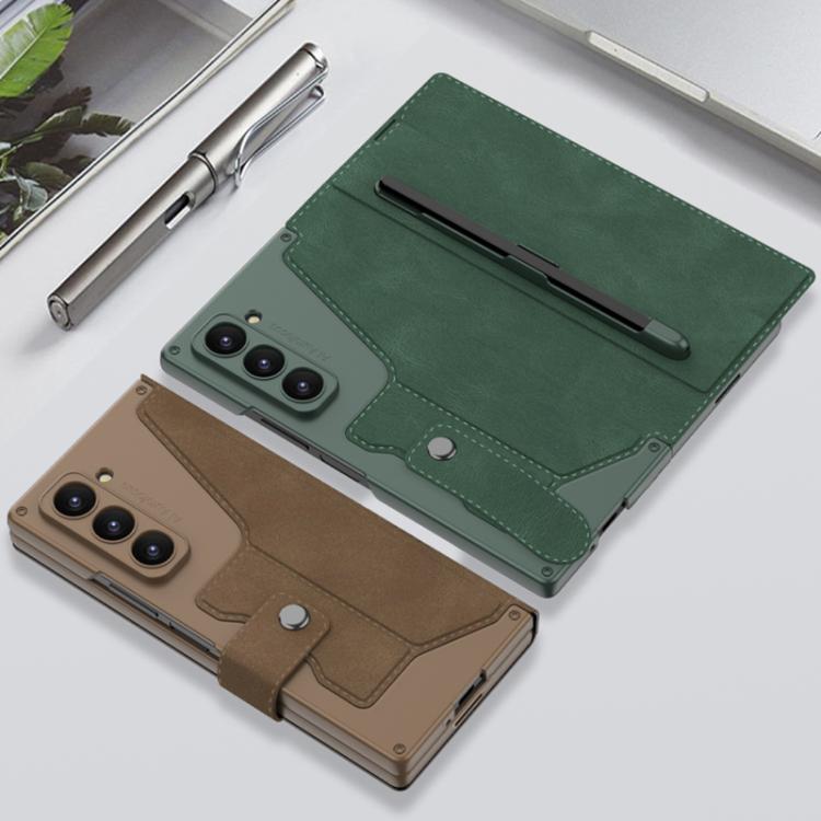For Samsung Galaxy Z Fold7 5G GKK Integrated Armor Flip Leather Case with Pen Slot, Stylus Not Included