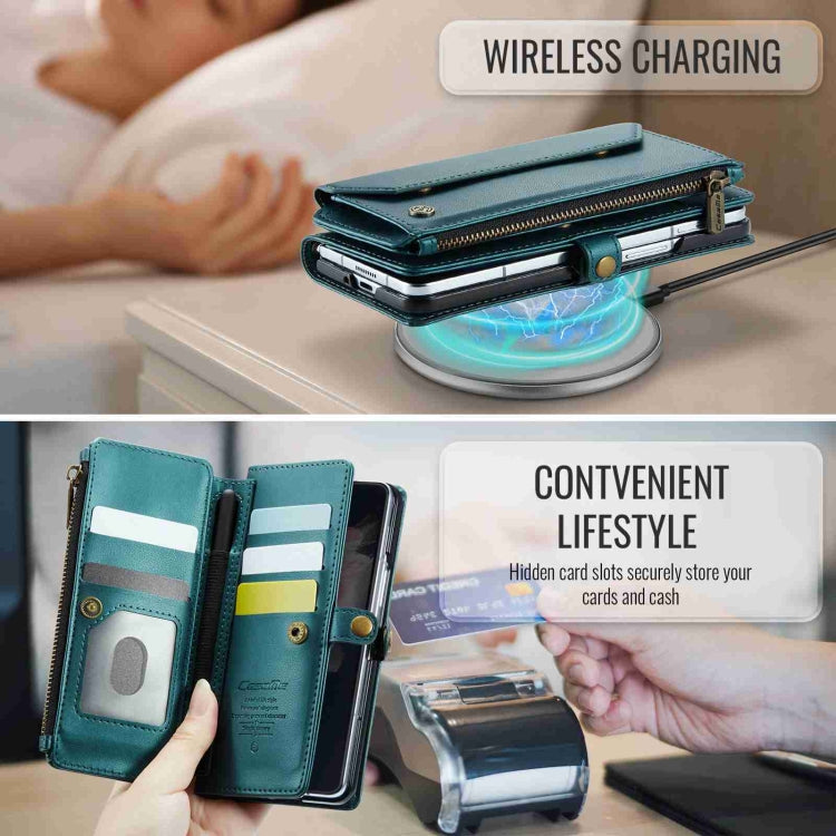 For Samsung Galaxy Z Fold3 CaseMe C36 Card Slots Zipper Wallet RFID Anti-theft Leather Phone Case