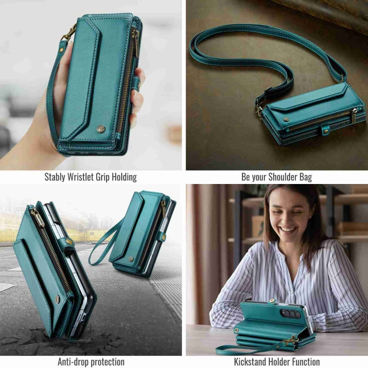 For Samsung Galaxy Z Fold3 CaseMe C36 Card Slots Zipper Wallet RFID Anti-theft Leather Phone Case