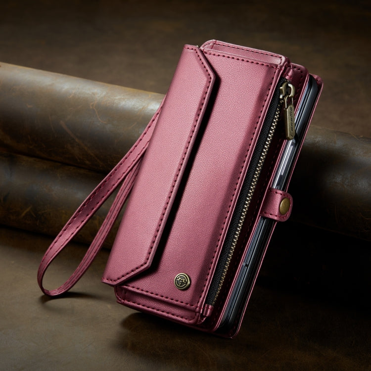 For Samsung Galaxy Z Fold3 CaseMe C36 Card Slots Zipper Wallet RFID Anti-theft Leather Phone Case