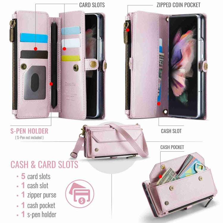 For Samsung Galaxy Z Fold3 CaseMe C36 Card Slots Zipper Wallet RFID Anti-theft Leather Phone Case