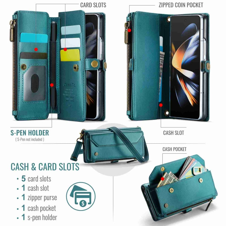 For Samsung Galaxy Z Fold4 CaseMe C36 Card Slots Zipper Wallet RFID Anti-theft Leather Phone Case