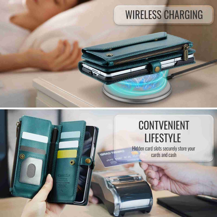 For Samsung Galaxy Z Fold4 CaseMe C36 Card Slots Zipper Wallet RFID Anti-theft Leather Phone Case