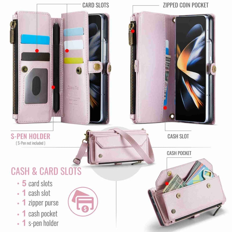 For Samsung Galaxy Z Fold4 CaseMe C36 Card Slots Zipper Wallet RFID Anti-theft Leather Phone Case