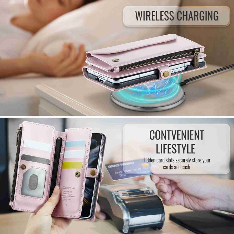 For Samsung Galaxy Z Fold4 CaseMe C36 Card Slots Zipper Wallet RFID Anti-theft Leather Phone Case