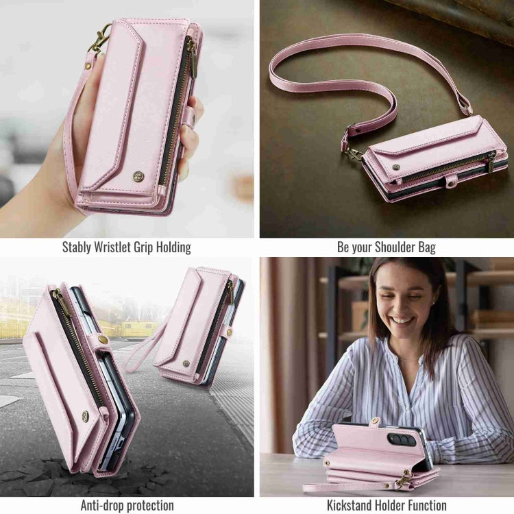 For Samsung Galaxy Z Fold4 CaseMe C36 Card Slots Zipper Wallet RFID Anti-theft Leather Phone Case