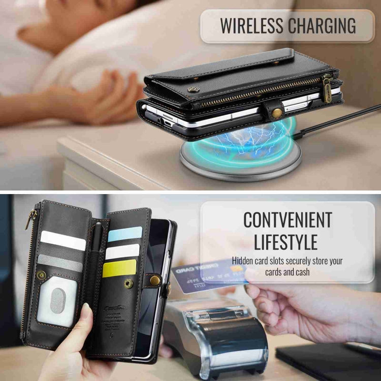 For Samsung Galaxy Z Fold5 CaseMe C36 Card Slots Zipper Wallet RFID Anti-theft Leather Phone Case