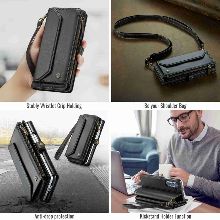 For Samsung Galaxy Z Fold5 CaseMe C36 Card Slots Zipper Wallet RFID Anti-theft Leather Phone Case