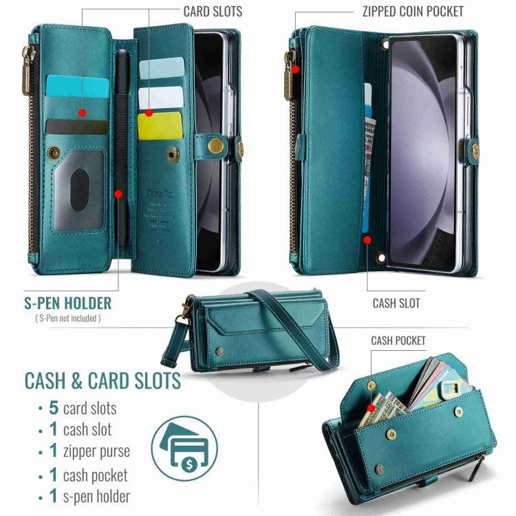 For Samsung Galaxy Z Fold5 CaseMe C36 Card Slots Zipper Wallet RFID Anti-theft Leather Phone Case