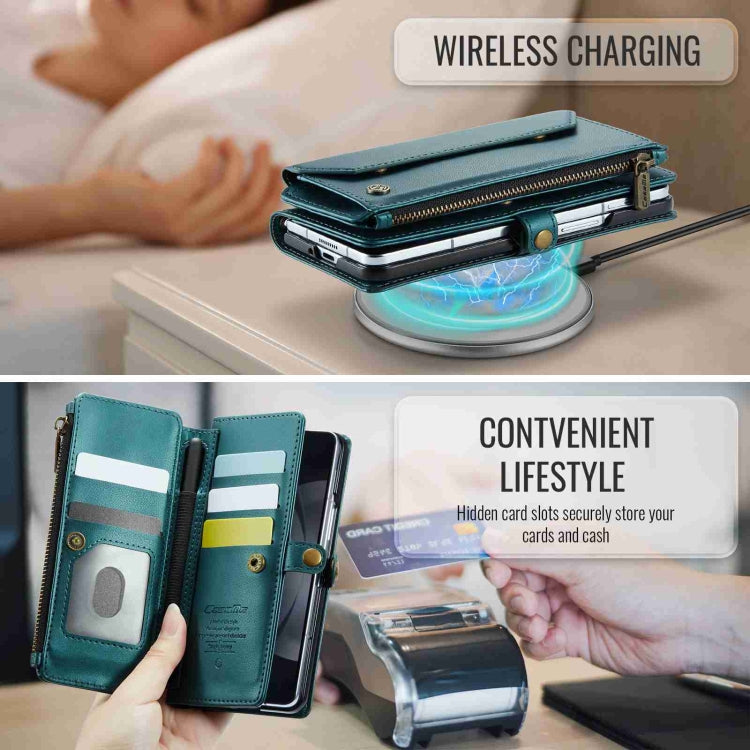 For Samsung Galaxy Z Fold5 CaseMe C36 Card Slots Zipper Wallet RFID Anti-theft Leather Phone Case