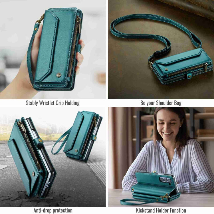 For Samsung Galaxy Z Fold5 CaseMe C36 Card Slots Zipper Wallet RFID Anti-theft Leather Phone Case