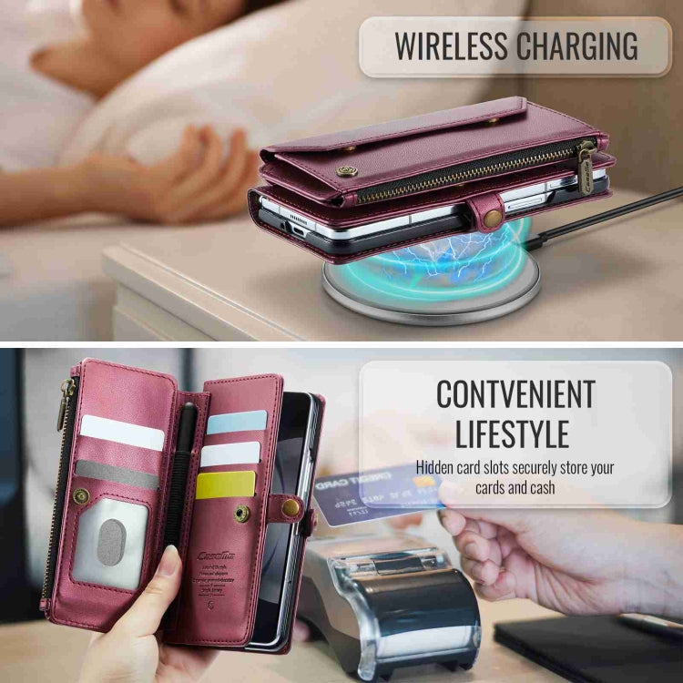 For Samsung Galaxy Z Fold5 CaseMe C36 Card Slots Zipper Wallet RFID Anti-theft Leather Phone Case