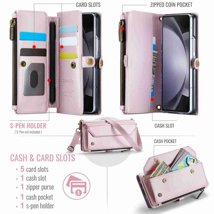 For Samsung Galaxy Z Fold5 CaseMe C36 Card Slots Zipper Wallet RFID Anti-theft Leather Phone Case