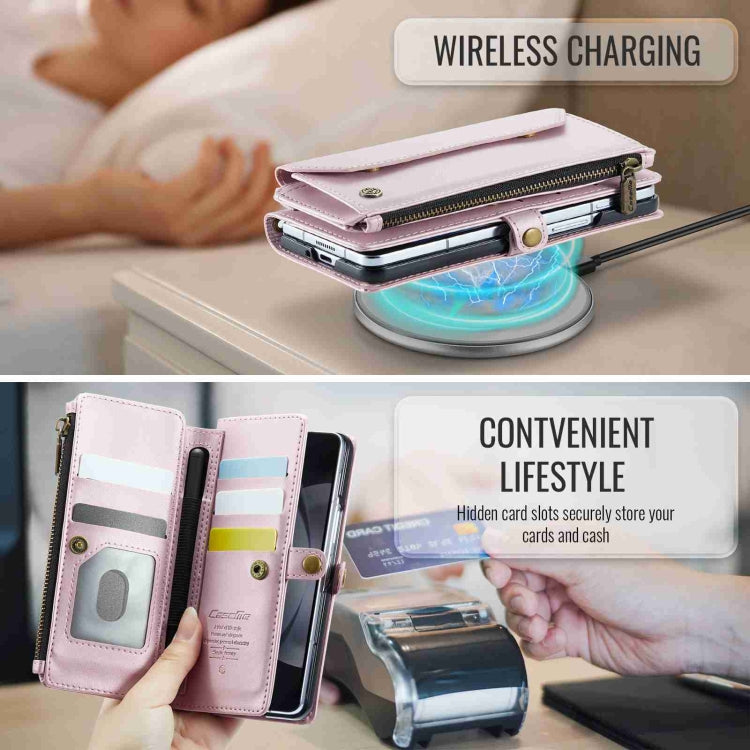 For Samsung Galaxy Z Fold5 CaseMe C36 Card Slots Zipper Wallet RFID Anti-theft Leather Phone Case