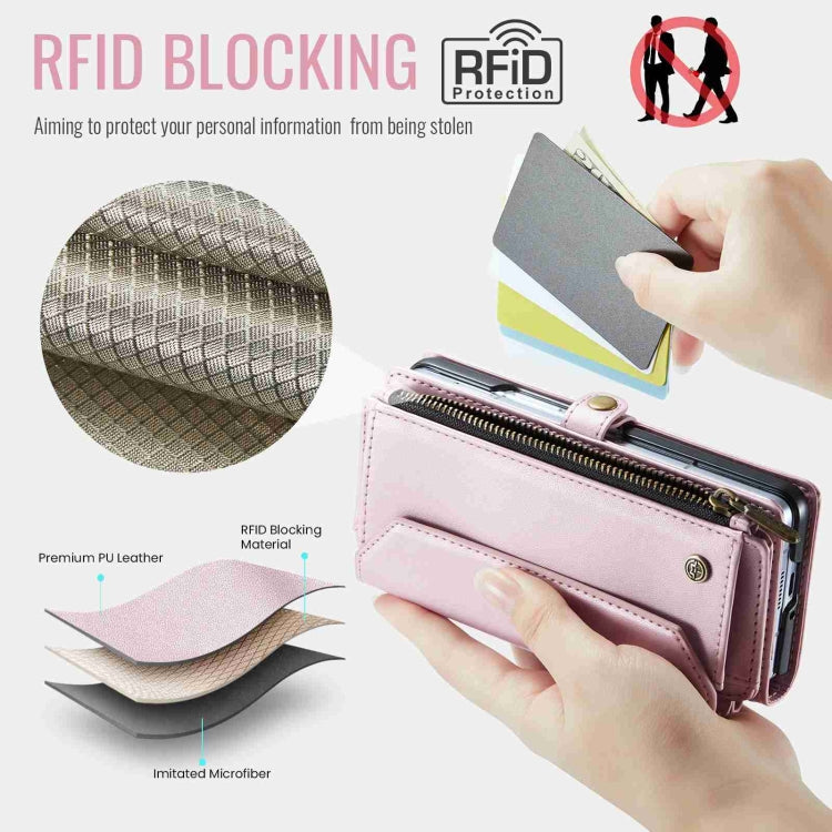 For Samsung Galaxy Z Fold5 CaseMe C36 Card Slots Zipper Wallet RFID Anti-theft Leather Phone Case