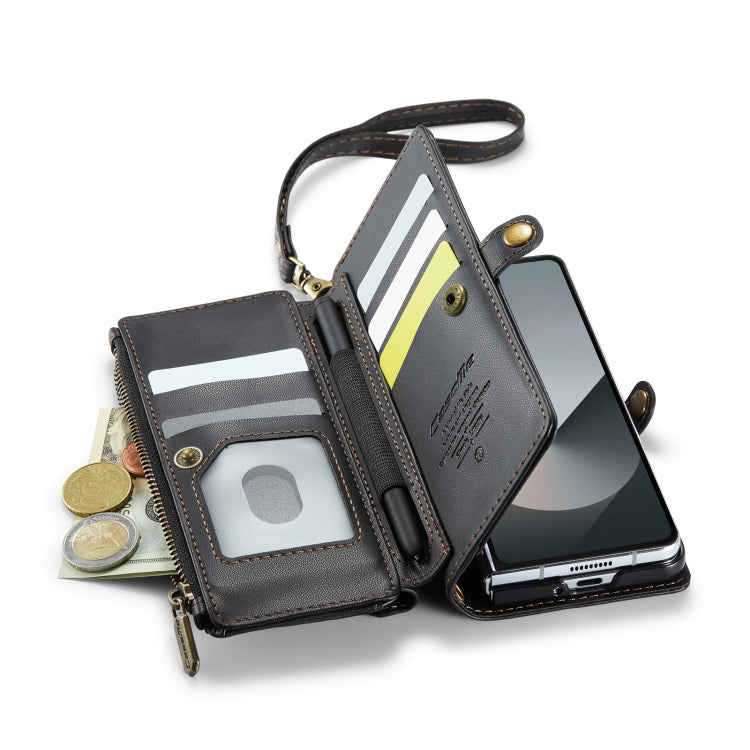 For Samsung Galaxy Z Fold6 5G CaseMe C36 Card Slots Zipper Wallet RFID Anti-theft Leather Phone Case