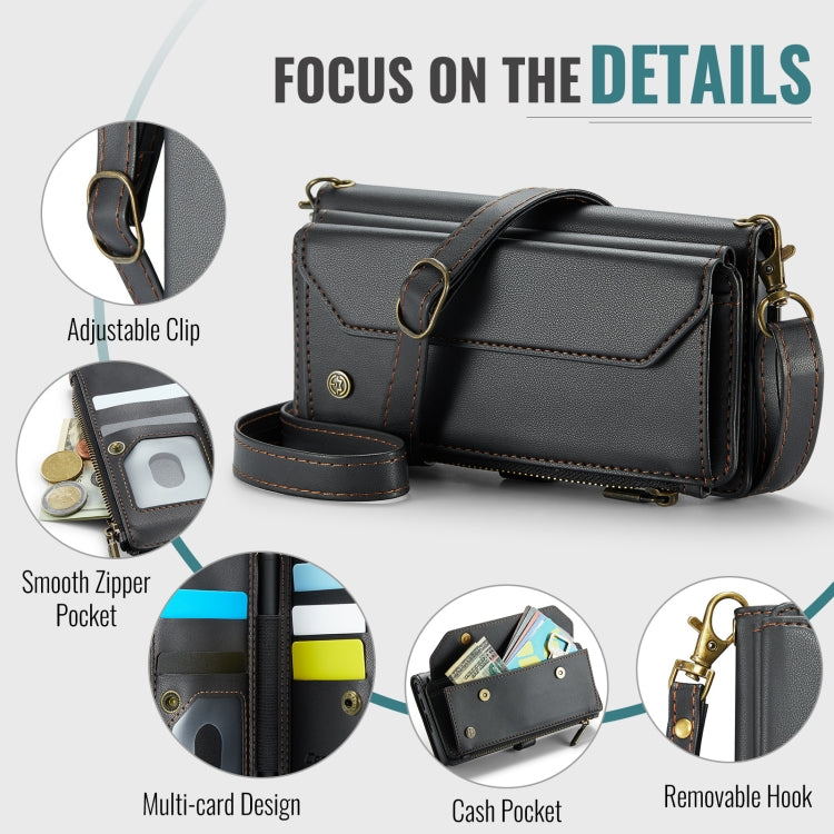 For Samsung Galaxy Z Fold6 5G CaseMe C36 Card Slots Zipper Wallet RFID Anti-theft Leather Phone Case