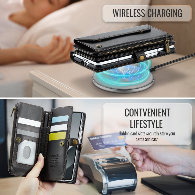 For Samsung Galaxy Z Fold6 5G CaseMe C36 Card Slots Zipper Wallet RFID Anti-theft Leather Phone Case