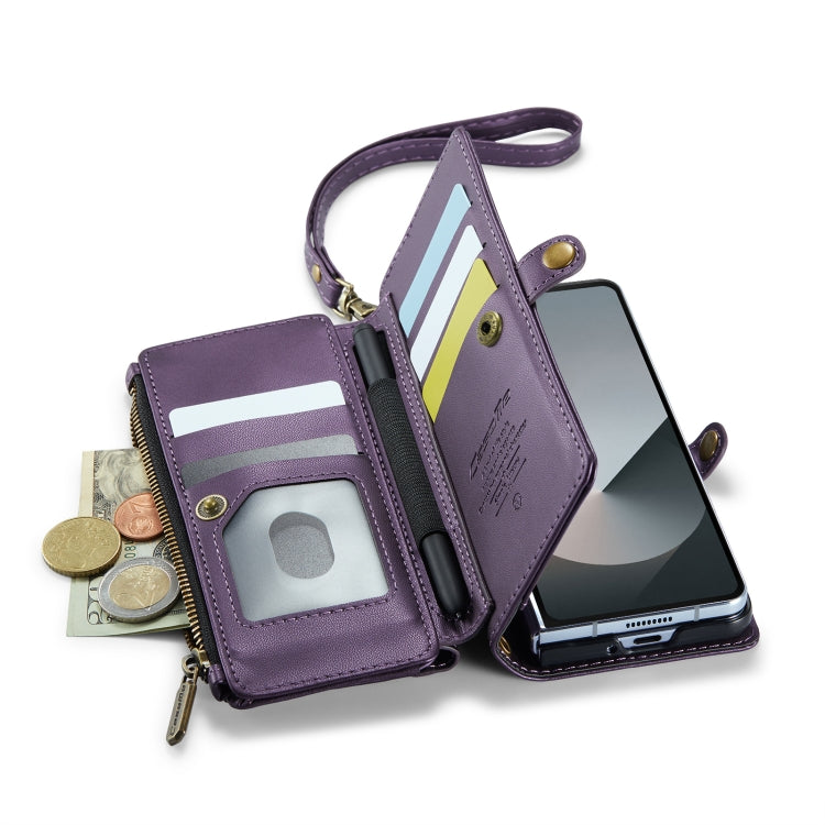 For Samsung Galaxy Z Fold6 5G CaseMe C36 Card Slots Zipper Wallet RFID Anti-theft Leather Phone Case
