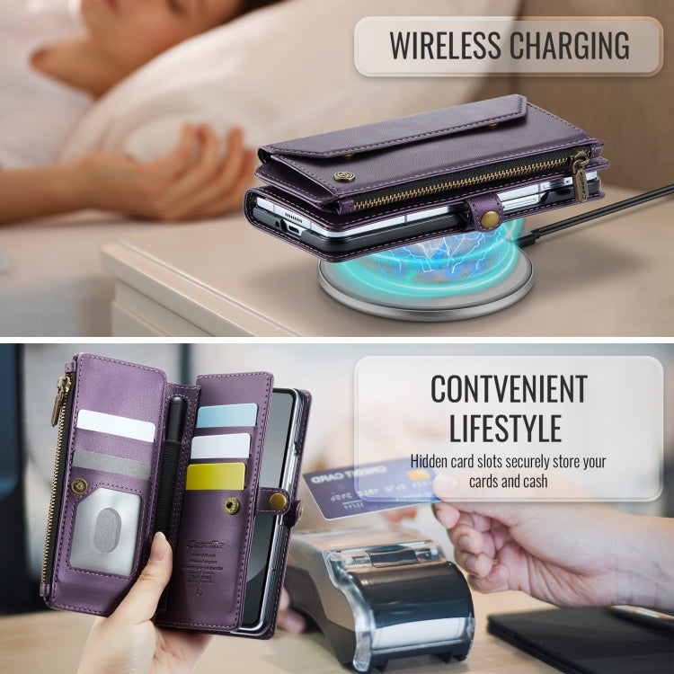 For Samsung Galaxy Z Fold6 5G CaseMe C36 Card Slots Zipper Wallet RFID Anti-theft Leather Phone Case