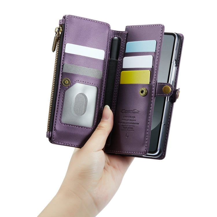 For Samsung Galaxy Z Fold6 5G CaseMe C36 Card Slots Zipper Wallet RFID Anti-theft Leather Phone Case