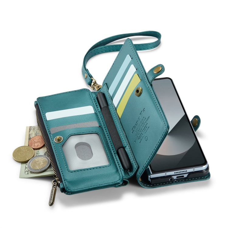 For Samsung Galaxy Z Fold6 5G CaseMe C36 Card Slots Zipper Wallet RFID Anti-theft Leather Phone Case