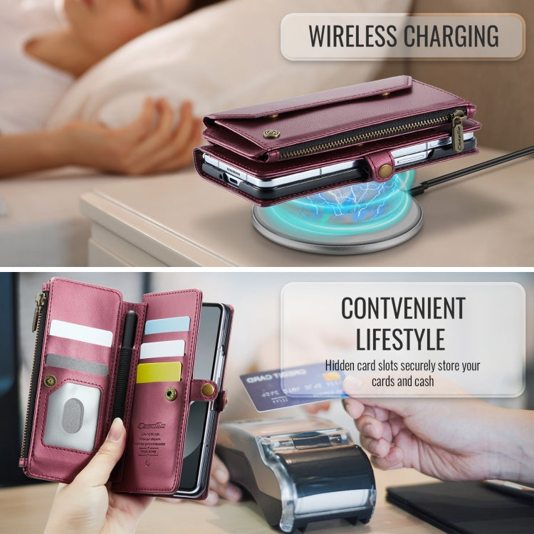 For Samsung Galaxy Z Fold6 5G CaseMe C36 Card Slots Zipper Wallet RFID Anti-theft Leather Phone Case