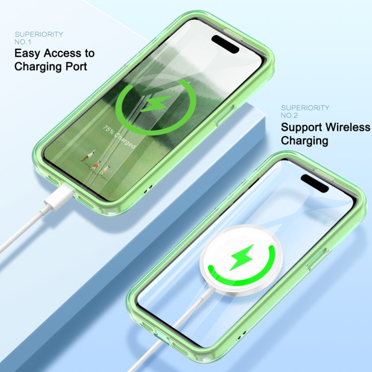 For iPhone 15 Pro Colorful MagSafe Magnetic PC Hybrid TPU Phone Case