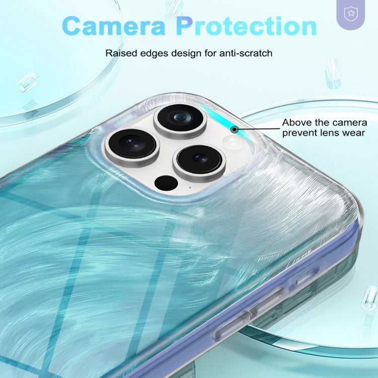 For iPhone 15 Pro Max IMD Gradient Feather PC Hybrid TPU Phone Case