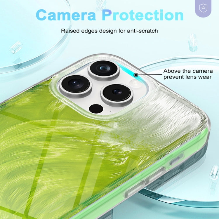 For iPhone 15 Pro Max IMD Gradient Feather PC Hybrid TPU Phone Case
