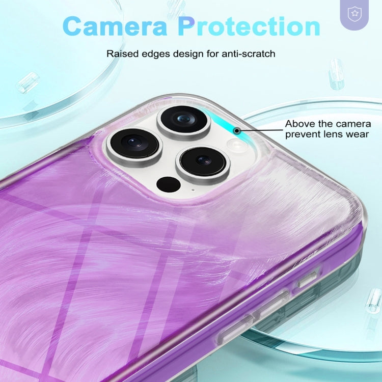 For iPhone 15 Pro Max IMD Gradient Feather PC Hybrid TPU Phone Case