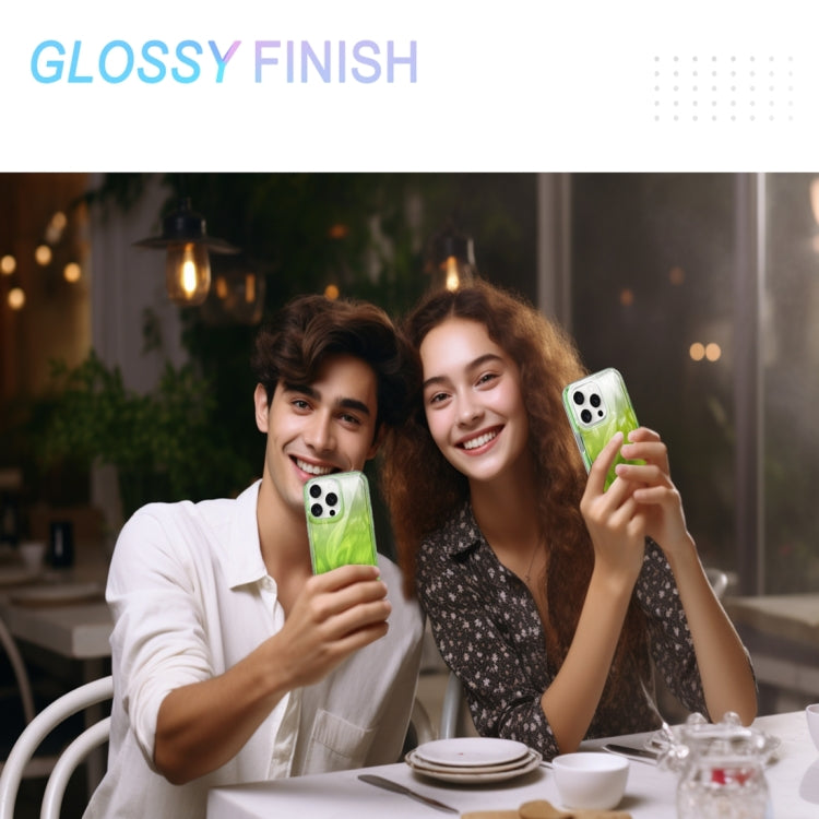 For iPhone 15 Pro IMD Gradient Feather PC Hybrid TPU Phone Case
