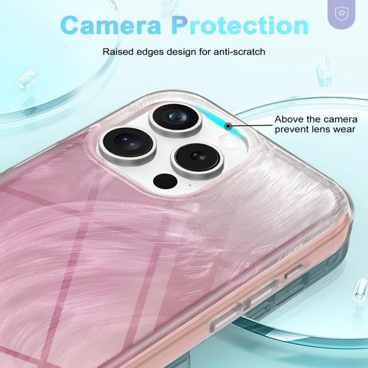 For iPhone 15 Pro IMD Gradient Feather PC Hybrid TPU Phone Case