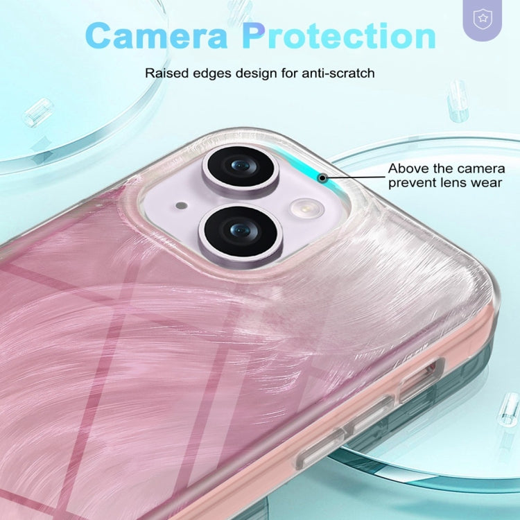 For iPhone 15 Plus IMD Gradient Feather PC Hybrid TPU Phone Case