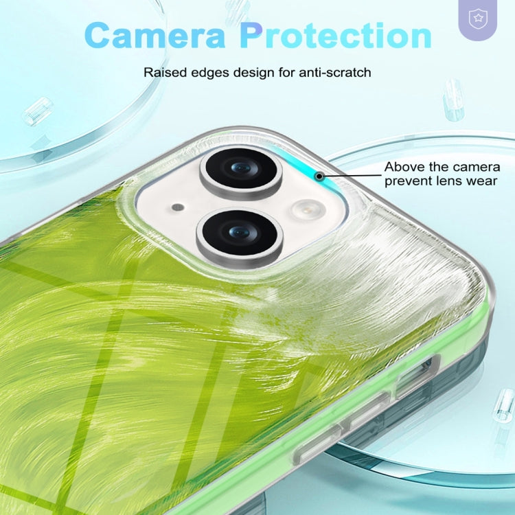 For iPhone 14 Plus IMD Gradient Feather PC Hybrid TPU Phone Case