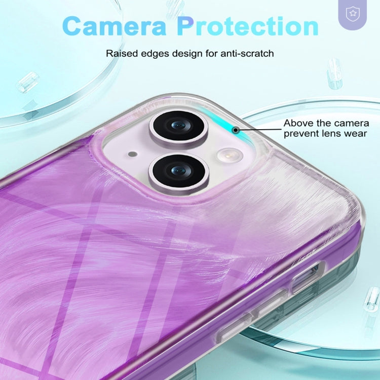 For iPhone 14 Plus IMD Gradient Feather PC Hybrid TPU Phone Case