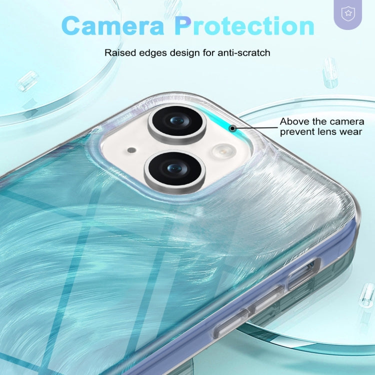 For iPhone 14 IMD Gradient Feather PC Hybrid TPU Phone Case