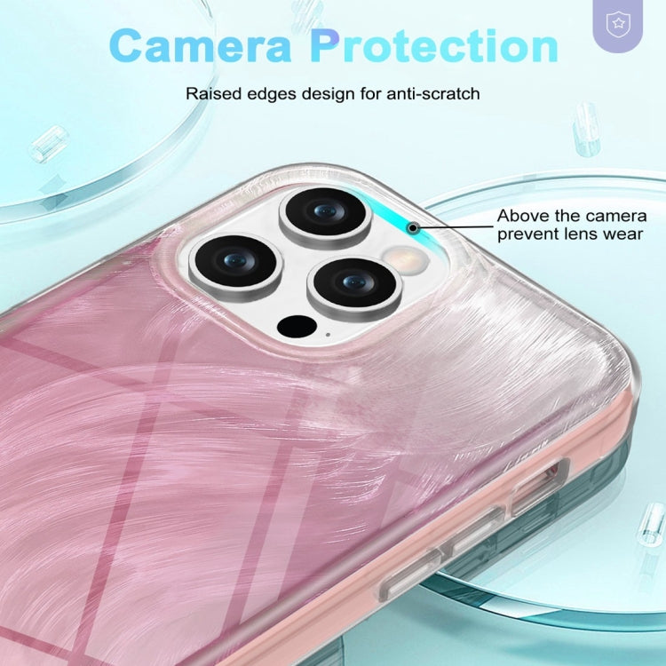 For iPhone 13 Pro Max IMD Gradient Feather PC Hybrid TPU Phone Case