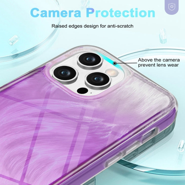 For iPhone 13 Pro Max IMD Gradient Feather PC Hybrid TPU Phone Case