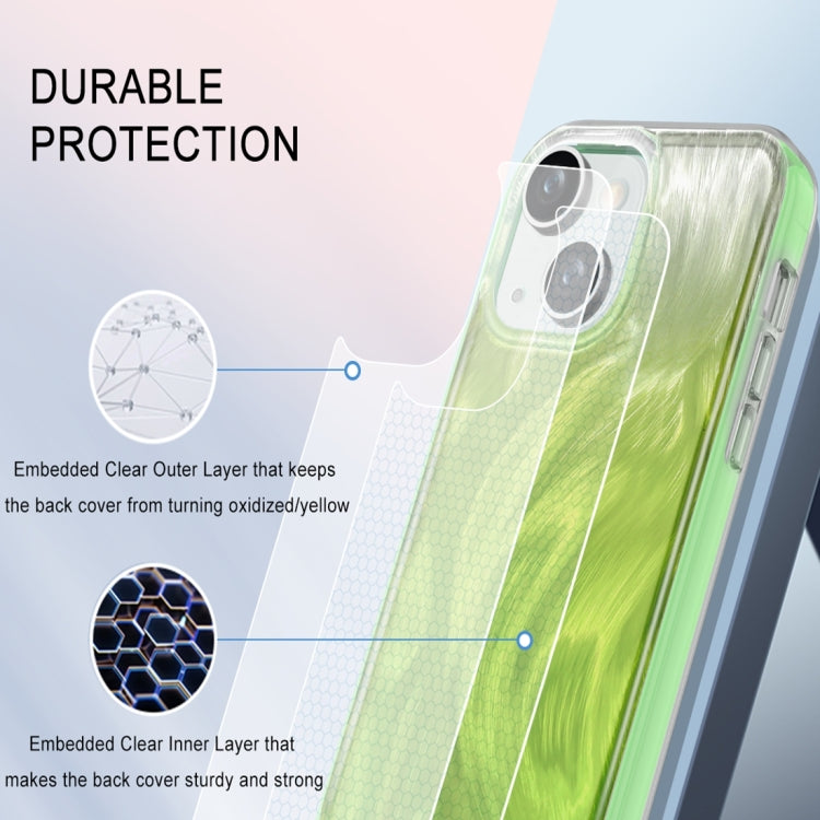 For iPhone 13 IMD Gradient Feather PC Hybrid TPU Phone Case
