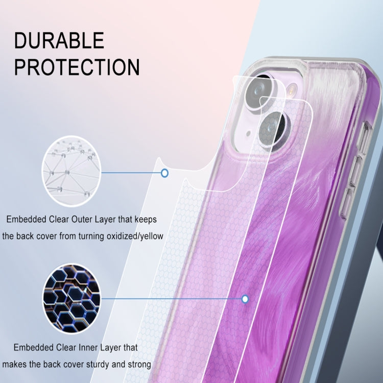 For iPhone 13 IMD Gradient Feather PC Hybrid TPU Phone Case