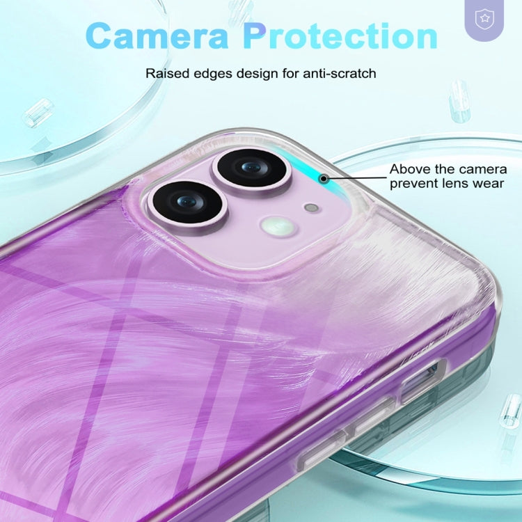 For iPhone 11 IMD Gradient Feather PC Hybrid TPU Phone Case