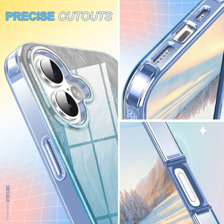 For iPhone 16 IMD Gradient Feather PC Hybrid TPU Phone Case