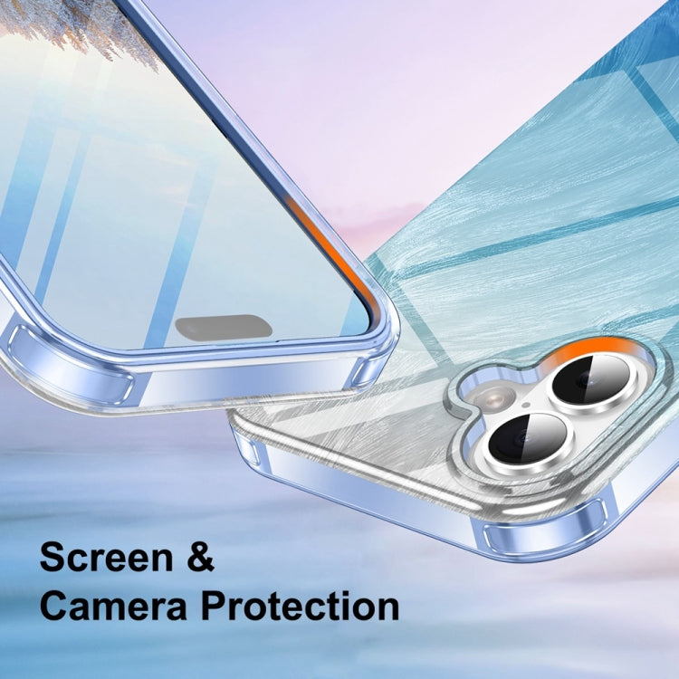 For iPhone 16 IMD Gradient Feather PC Hybrid TPU Phone Case