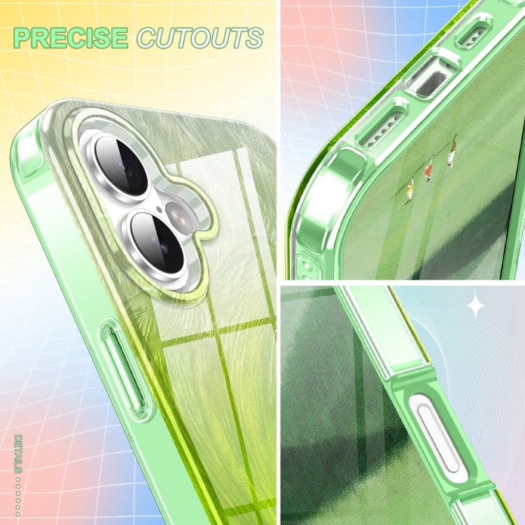 For iPhone 16 IMD Gradient Feather PC Hybrid TPU Phone Case